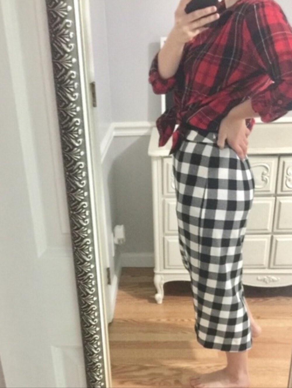 Who What Wear Black & White Gingham Pencil Skirt - Picture 7 of 12